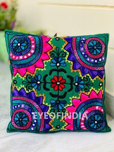 Indian Handcrafted Suzani Pillow Covers Embroidered Bohemian Velvet Sofa Decor Cushion Cover <b>Square</b> Handmade <b>Pillowcase</b> - Product Image 2