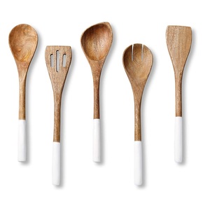 Cubiertos de forma única, juegos de cubiertos para cocina y restaurante, último diseño, mango, ensalada de madera, juego de 5 para el hogar - Product Image 4