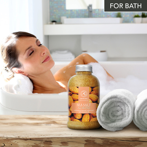 Aromatika Sal de Baño Natural de Almendras 600g con Cristales de Canela y Aceites Esenciales de Cedro para Alivio del Estrés y Cuidado Corporal Relajante (Envase de Plástico) - Product Image 2