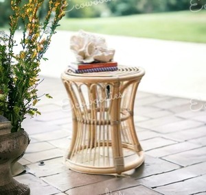 Eco-friendly Natural and Durable Rattan Stool Perfect for Living Room Stools Rattan Ottoman Stools Bone Inlay Console - Product Image 6