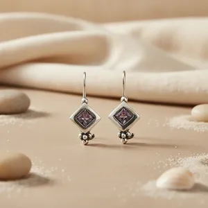 Pendientes de Plata 925 con Amatista, Joyería Elegante para Mujer, Accesorio de Moda - Product Image 2