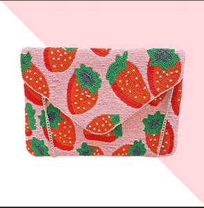 กระเป๋าคลัตช์ลูกปัดลายทุ่งสตรอเบอรี่กระเป๋าถือสไตล์โบโฮ - Product Image 3