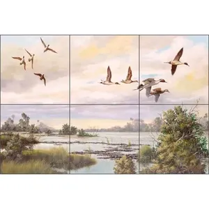 Mural de azulejos de cerámica Backsplash REB008 Lodge Art con Binks Ducks y Wildlife Birds - Product Image 1