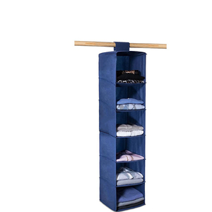 Organizer armadio a 6 scomparti in tessuto blu 30x30x120 cm portaoggetti portaoggetti Premium - Product Image 1