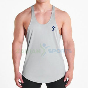 Camisetas sin mangas de tirantes de gimnasio para hombre de alta calidad de secado rápido de poliéster Spandex Hip Hop Muscle Workout Singlet personalizado al por mayor de punto - Product Image 1