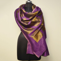 Écharpes et châles réversibles légers d'hiver en jacquard double face à motif feuille pour hommes et femmes, en fil métallique, cachemire, pashmina adulte, Zari