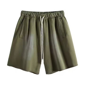 Pantalones cortos de lana lavados con ácido Vintage personalizados para hombre, ropa de calle serigrafiada 6XL de secado rápido, sudor Terry con borde cortado - Product Image 3