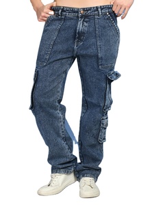 Jeans cargo personnalisés avec logo, vente en gros, élégants, coupe ample, jambes larges, streetwear, marron - Product Image 3