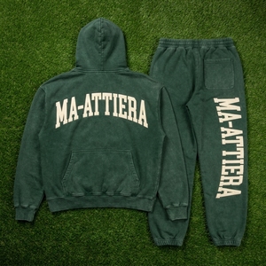 Ensemble survêtement homme personnalisé vert foncé avec sweat à capuche et pantalon cargo en molleton de coton, style streetwear, vente en gros OEM - Product Image 4