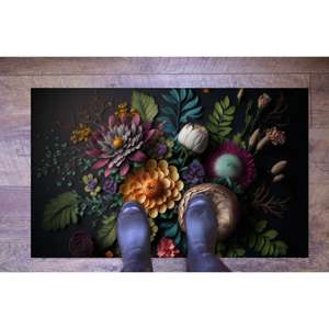 Tapis botanique floral : Tapis d'entrée élégant de style jardin, tapis en chenille - Product Image 2