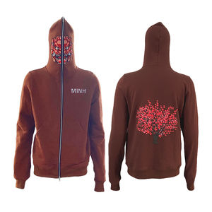 Nouveau design de veste personnalisée à imprimé bouffant pour hommes sweat à capuche zippé avec visage intégral sweats à capuche imprimés en mousse avec broderie à capuche - Product Image 1