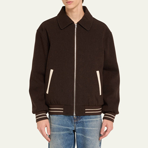 แจ็คเก็ตวาร์ซิตี้ผู้ชายแบบสั่งทำพิเศษ ทรงหลวม ปกติ ไซส์มาตรฐาน ผ้าคอตตอนเนื้อหนา/เคลือบหนัง ปักโลโก้ด้านหน้า คอตั้ง - Product Image 1