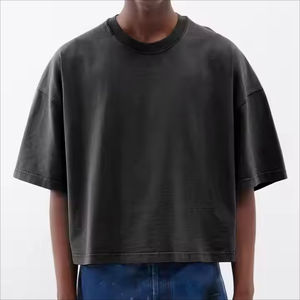 เสื้อยืดคอกลมผ้าฝ้าย100% สำหรับผู้ชายซักกรดไซส์ใหญ่พิเศษพิมพ์ลายดิจิทัลโลโก้ตามสั่ง - Product Image 1