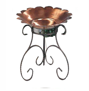 อ่างอาบน้ำนกเหล็กเคลือบสีบรอนซ์แบบมีความสุขมีชามกว้างพร้อมนกขนาดเล็ก2ตัวและฐานขาตั้งกล้องแบบเลื่อนได้ - Product Image 5