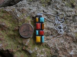 Colgante de mosaico hecho a mano, collar de plata de ley con múltiples piedras preciosas con cadena de 18 pulgadas, regalo para ella - Product Image 5