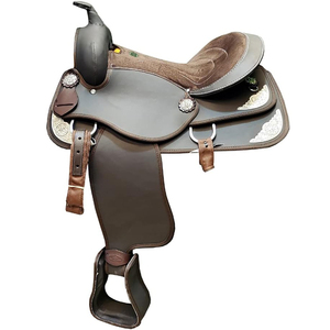 Selle de cheval classique légère de Style occidental haute Cantle Trail Tack tous les accessoires baril synthétique course cuir équestre - Product Image 1