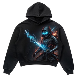 Sudadera con capucha extragrande personalizada con estampado gráfico y acabado lavado al ácido, 100% algodón, estilo urbano, unisex. - Product Image 1