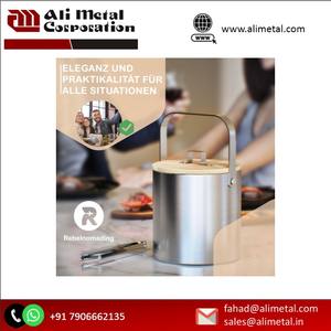 Cubo de hielo de metal hecho a mano con tamaño y forma personalizables con diseño único para bodas-Cerveza de vino específica para enfriamiento de champán - Product Image 6