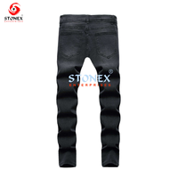 Jeans de Mezclilla Negros Premium para Hombre, Diseño Desgarrado, Corte Ajustado, Pantalones Elásticos, Ropa Moderna, Fabricante de Ropa, Servicios OEM