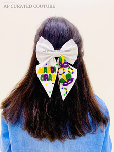 2025 Mardi Gras New Collection Indian Handcrafted Beaded Hair Clips Hot Selling Bow Customization Options Trendy Hair - Product Image 5