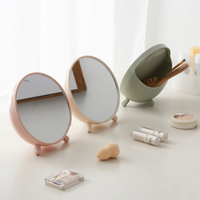 Miroir de maquillage debout de table rose populaire personnalisé miroir de courtoisie de bureau de maquillage de cercle avec le peigne