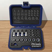 Supplier Taiwan OEM Set Soket 27 Buah 1/4" 1/2" E ITA Tools Baja Chrome Vanadium Kotak Plastik Tiup