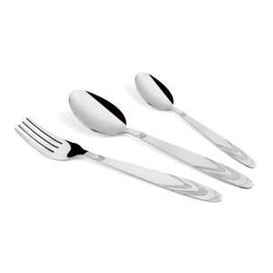 Ensemble de couverts en acier inoxydable de style américain de haute qualité 5 pièces avec poignées martelées écologiques et lavables au lave-vaisselle - Product Image 3