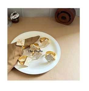 Ensemble de 6 anneaux de serviette en métal et nacre au design avantageux, articles pour la maison et l'hôtellerie, anneaux de serviette aux prix les plus bas - Product Image 1