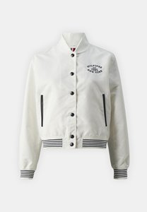 Chaqueta de bombardero de punto blanco antiguo de calidad superior para mujer, chaqueta universitaria de lona sin relleno, abrigo de letras de béisbol transpirable - Product Image 5