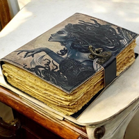 Journal en cuir A5 DND fait à la main, art de la médiévaille sombre, carnet d'art, carnet de croquis vintage, grimoire de sorcière, livre des ombres