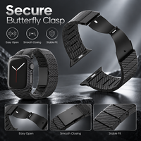 Keepwin Bracelet de montre léger en fibre de carbone véritable Boucle magnétique solide Bande Sport de remplacement pour Apple iWatch 9 8 7 6 5