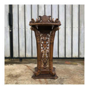 Pupitre antique en teck massif, pupitre d'église classique, mobilier commercial pour les écoles et les établissements d'enseignement - Product Image 5