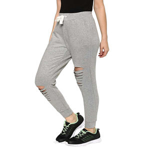 Women's Unique Distressed Joggers Quality Sweat Pants Elastic <b>Decoration</b> Logo <b>Summer</b> Winter Workouts New Design Flat Front Style - Product Image 3