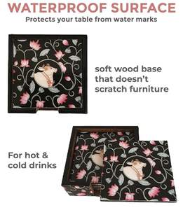 Posavasos Cuadrado Bohemio Tradicional Hecho a Mano con Nácar, Diseño Ecológico para Decoración de Mesa de Alta Gama - Product Image 6