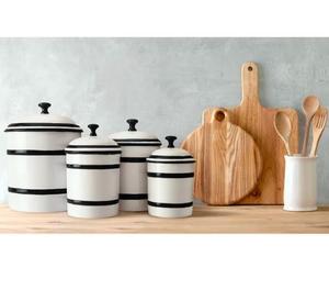 Récipient antirouille durable galvanisé noir et blanc décoratif de bidon de cuisine pour le stockage de sucre de café de thé - Product Image 6