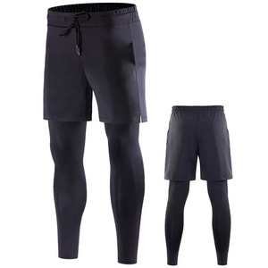 Vente chaude Leggings pour hommes vêtements de sport Vente en gros Vêtements de sport 2 pièces pour hommes fitness couleur unie Vêtements de sport collants - Product Image 4