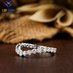 Anillo de diamante de corte brillante redondo TDW 1.925, anillo de ajuste de pavé de oro blanco de 18K, piedra de laboratorio de diamante Cvd/Hpht - Product Image 2