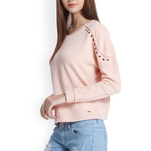 Sudaderas con cuello redondo lisas personalizadas, sudadera transpirable de secado rápido para mujer, sudadera de Color sólido con servicio OEM, precio barato OEM - Product Image 2