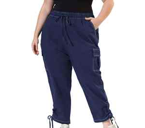 Joggers taille haute pour femmes Tissu en coton conique avec poches latérales pour une utilisation décontractée en été - Product Image 6