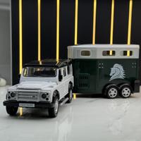 Modèle réduit de haute qualité 1/36 F150 Racing RV avec remorque de transport de chevaux, jouet de collection en métal moulé sous pression pour enfants