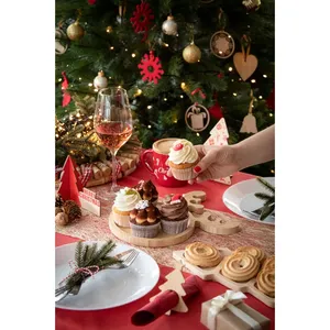 Plato Navideño de Bambú Personalizado Kongle, Vajilla y Decoración de Mesa para Fiestas - Product Image 3
