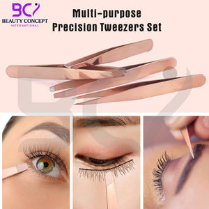 Ensemble de pinces à épiler en acier inoxydable à pointe inclinée personnalisées, durables et de précision pour les sourcils et les poils du visage - Product Image 3