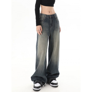 Qualité supérieure Pantalon en jean à jambes larges pour femmes Design tendance Jeans en denim à fermeture éclair pour femmes - Product Image 4