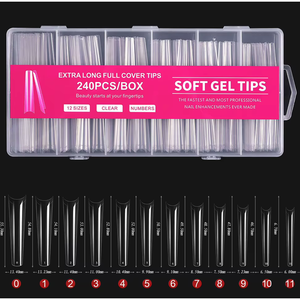 Puntas de Uñas de Gel Suave Acrílicas Extra Largas, Diseño Cuadrado Tipo Ataúd con Logotipo Personalizado para Dedos - Product Image 1