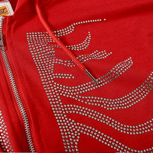 Sudadera con capucha de cristal personalizada al por mayor fabricada en Pakistán, Sudadera con capucha de diamantes de imitación de Hip Hop, ropa de calle urbana, Jersey brillante - Product Image 5