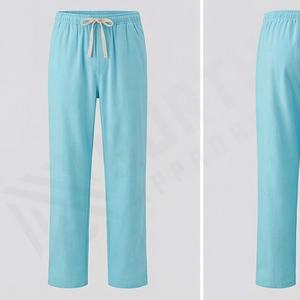 Pantalones de Pijama de Hombre con Cintura Elástica, Corte Recto, Tejido, Ropa de Dormir, Franela a Cuadros, Pantalones de Dormir de Punto, Pantalones Suaves para Estar en Casa - Product Image 1