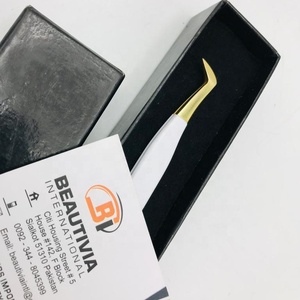Pinzas de extensión de pestañas de acero inoxidable japonés de oro blanco más vendidas Tipo de Punta puntiaguda profesional - Product Image 3