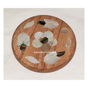Dernière nouvelle fabrication à la main meilleure vente belle production de miroir de poche de forme ronde en incrustation en bois pour les cadeaux de mariage - Product Image 1
