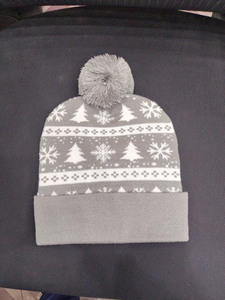 Unisex personalizado invierno tejido acrílico Jacquard Skully gorros All-Over Puff estampado bordado a mano impresión Digital transpirable - Product Image 3