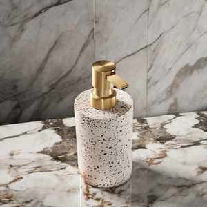 Juego de baño ecológico de tres piezas de terrazo, dispensador de jabón líquido, accesorios de baño elegantes, dispensador de jabón duradero para Baño - Product Image 4